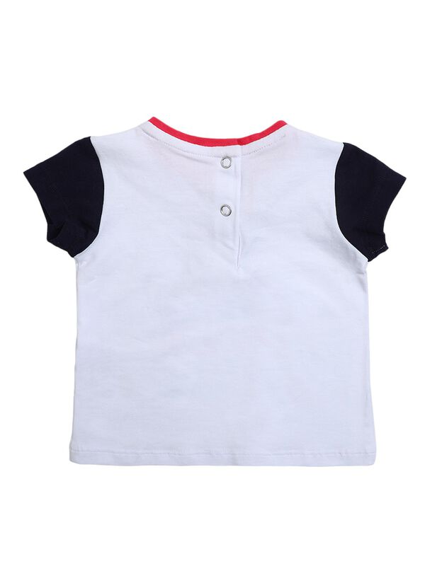 Girls White & Pink Printed T-Shirt with Short Pants image number 1